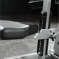Hammer Strength plate-loaded iso-lateral wide pulldown machine with black seat and silver frame, detailed view of control arm