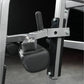 Hammer Strength plate-loaded iso-lateral wide pulldown machine with silver frame and black handles, detail view of adjustment