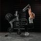 Hammer Strength plate-loaded iso-lateral wide pulldown machine with black frame and weight plates, model shown in use by woma