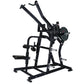 Hammer Strength black plate-loaded iso-lateral wide pulldown machine with dual handles and weight plate attachment, on white 