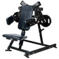 Black Hammer Strength plate-loaded lateral raise machine with blue padded seat and arm pads, on white background