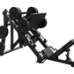 Black Hammer Strength plate-loaded linear leg press with adjustable seat, numbered weight plates, and leg extension attachmen