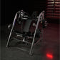 Hammer Strength plate-loaded pullover machine with black seat, silver frame, and weight plates on dark gym floor