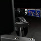Hammer Strength plate-loaded seated dip machine with instruction label showing exercise form diagrams on black background