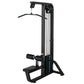 Black Hammer Strength Select lat pulldown machine with chrome column, overhead pull bar, and padded seat on white background