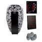 Harvia Spirit electric sauna heater with gray stones, digital control panel, and smartphone app display on white background