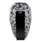 Harvia Spirit electric sauna heater with gray stones and black control panel on white background