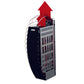 Harvia Spirit electric sauna heater package with black exterior casing, metal ventilation grille, red interior components, an