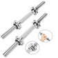 Warrior Hex Bolt Chrome Dumbbell Handles, pair of silver metal adjustable weight bars with threaded ends and hex collars, sho