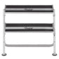 Two-tier horizontal dumbbell rack with silver aluminum frame and black grip surfaces, branded "Hoist", on white background