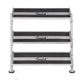 Hoist 36-inch horizontal dumbbell rack with 2 tiers, silver aluminum frame, black rubberized shelves, on white background