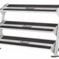 Hoist 60-inch dumbbell rack with three tiers, silver aluminum frame and black rubber-lined shelves, on white background