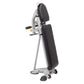 Hoist 7-position folding ab bench with gray steel frame, black padded backrest and seat, and yellow adjustment knob on white 
