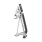 Hoist 7-position folding fid bench with gray frame, black padded backrest and seat, adjustable arms, yellow handle, on white 