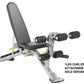 Hoist 7-Position FID Bench with black padded seat and backrest, silver metal frame, and black leg attachment arms on white ba