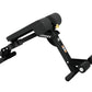 Black Hoist Ab/Back Hyper Bench with padded roller, angled frame, and adjustable leg extensions on white background