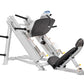 Hoist Angled Linear Leg Press with white frame, black padded seat and backrest, shown on white background