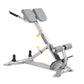 Hoist CF-3663 back hyper exercise machine with gray padded seat and back support on white background