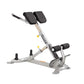 Hoist CF-3663 back hyperextension machine with silver frame, black padded seat and backrest, on white background