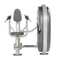 Hoist Mid Row exercise machine with silver frame, black padded seat and backrest, dual handles with gold accents, and large g