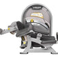 Hoist Standing/Prone Leg Curl machine with gray frame, black padded seat and leg extension, yellow accents, on white backgrou