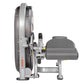 Hoist standing and prone leg curl machine with gray padded seat and footrest on white background