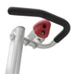 Hoist Fitness Tree exercise machine handlebar with black curved grip and red cushioned attachment on silver metal frame, whit