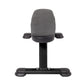 Hoist Flat Utility Bench with gray padded seat and backrest, black frame, and adjustable armrests on white background