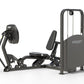 Hoist Freestanding Ride Leg Press, black frame with padded seat and footplate, on white background