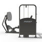 Black Hoist brand leg press machine with cable system, footplate, and adjustable seat, shown on white background