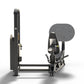 Black Hoist Freestanding Ride Leg Press machine with padded seat, gray textured backrest, and foot platform on white backgrou