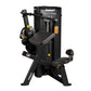 Hoist Fitness black dual-function strength machine with padded seat and arm curl attachment, on white background