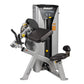 Hoist Preacher Curl/Triceps Extension machine with silver frame, black padded seat and arm rest, dual weight stacks on white 