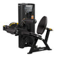 Hoist Dual Series black leg extension and leg curl machine with yellow accents on white background