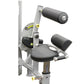 Hoist Ab Crunch/Low Back exercise machine with gray steel frame, black padded seat and back support, adjustable resistance di