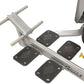Hoist Ab Crunch/Low Back exercise machine with silver frame, black foot pedals, and handle bars on white background