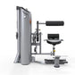 Hoist Ab Crunch/Low Back HD-3600 gym machine with gray tower, black seat, and lever arm on white background