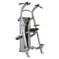 Hoist Chin/Dip Assist machine with gray frame, red handles, black seat, and yellow adjustment knobs on white background