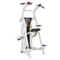 White and black Hoist Chin/Dip Assist machine with red and yellow adjustment handles, displayed on white background