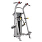 Hoist Chin/Dip Assist machine with gray frame, red handles, and yellow adjustment knobs on white background
