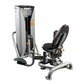Hoist Inner/Outer Thigh HD-3800 gym machine with silver frame, black padded seat, and dual leg extension arms on white backgr