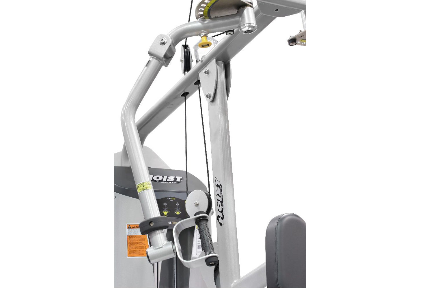 Silver and black Hoist Pec Fly/Rear Delt exercise machine with adjustable arms and padded handles on white background