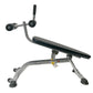 Hoist adjustable ab bench with gray steel frame, black padded seat, dual rotating handles, and rubber feet on white backgroun