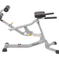 Hoist silver and black abdominal and back exercise machine with adjustable seat, arm curl attachment, and resistance dial on 