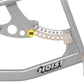 Gray Hoist weight bench frame with tan resistance adjustment plate numbered 1-8 and yellow pull indicator, metal construction