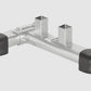 Hoist Safety Tiers Attachment with aluminum bar, two square metal posts, and black rubber feet on white background