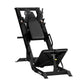Black Hoist leg press and hack squat combination machine with padded seat, foot platform, and vertical frame on white backgro