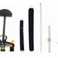 Hoist Mi5 Functional Trainer components including seat, base, black padding sleeves, white and silver poles, and carabiners o