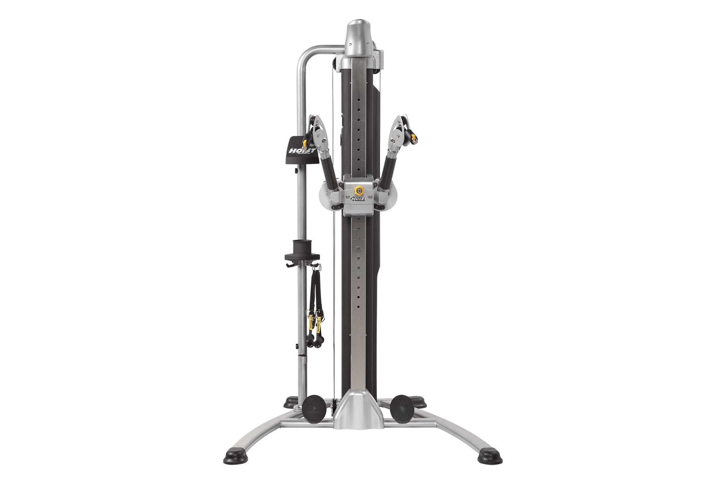 Hoist Mi5 Functional Trainer with dual adjustable arms, silver and black frame, on white background