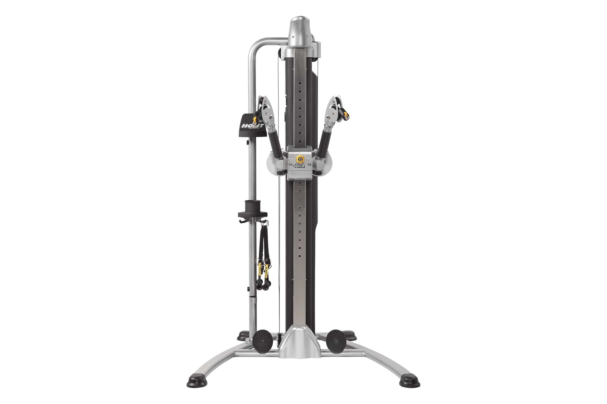 Hoist Mi5 Functional Trainer with dual adjustable arms, silver and black frame, on white background